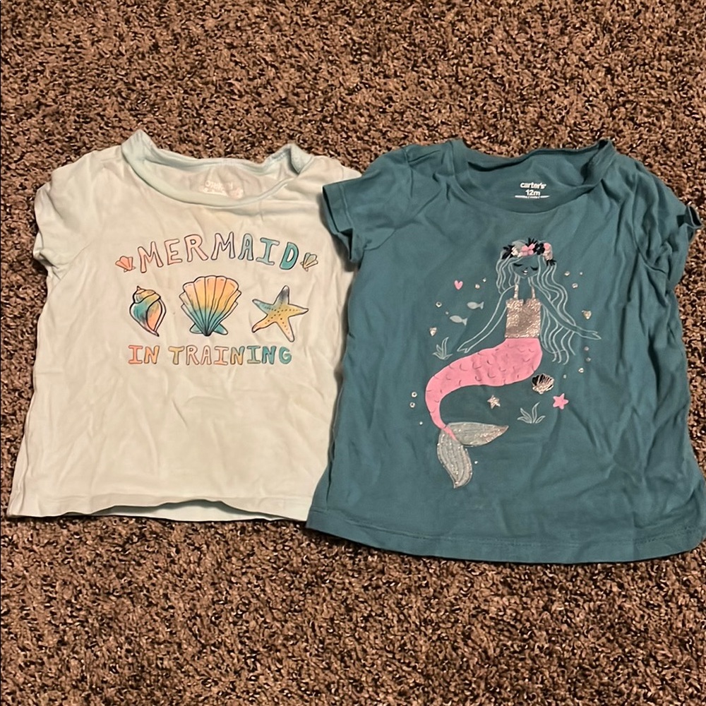 Carter's Mermaid Graphic Tees - Blue & White